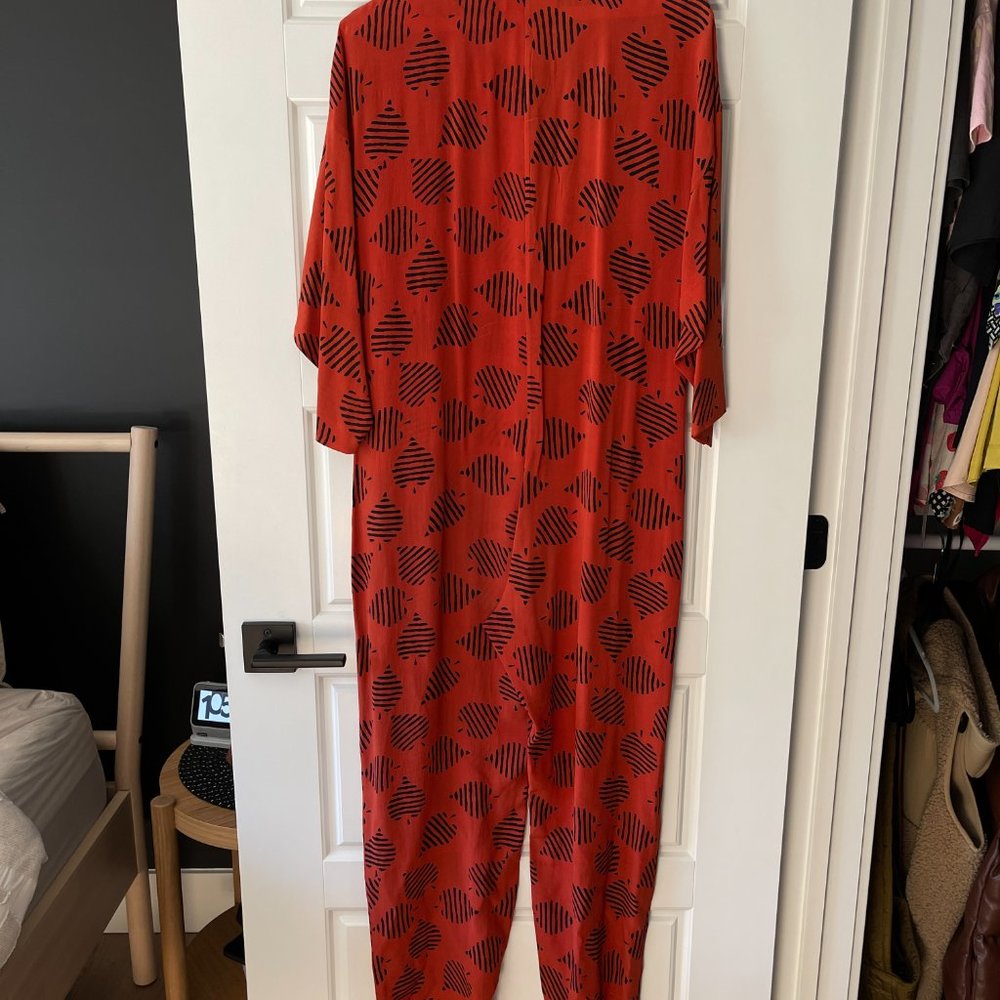 Cienne NY Silk Jumpsuit - Sz M Poppy Red - Picture 6 of 10